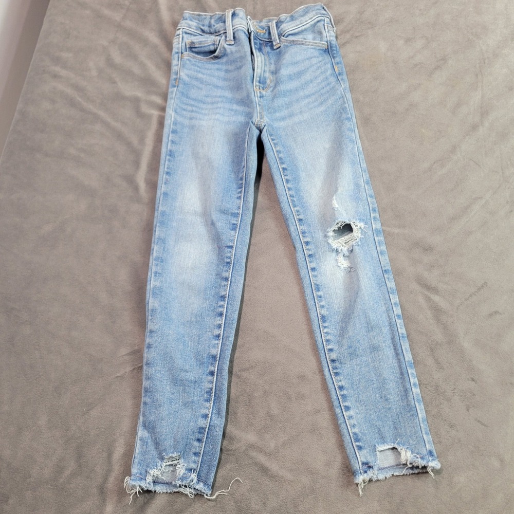 Old Navy Rockstar Jeggings‎ Kids 7 Extra High Rise Distressed Light Wash Skinny